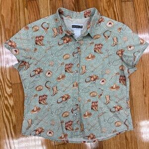 Vintage Panhandle Slim Western Print Snap Front Shirt